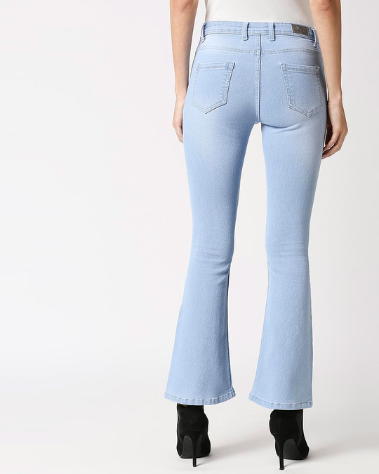 Shop Women Boot Cut Fit High Rise Clean Look Cropped Boot Cut Jeans-Design