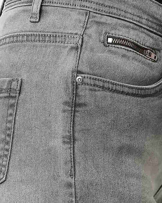 Shop Women's Grey Washed Slim Fit Denim Shorts-Full