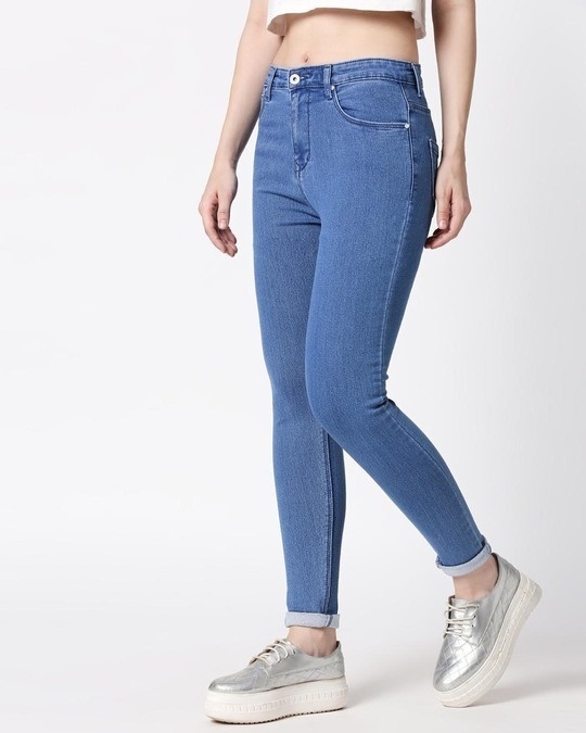 women's blue slim jeans