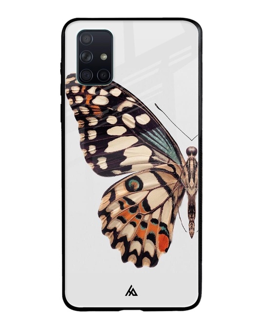 Shop White Monarch Butterfly Glass Case for Samsung Galaxy A51-Front