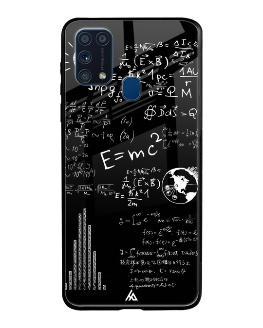 Shop Black Funny Math Glass Case for Samsung Galaxy M31-Front