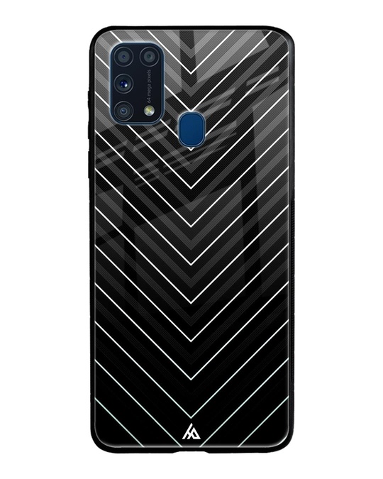 Shop Black V Pattern Glass Case for Samsung Galaxy M31-Front