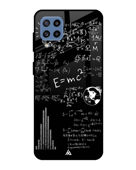Shop Black Funny Math Glass Case for Samsung Galaxy M32-Front