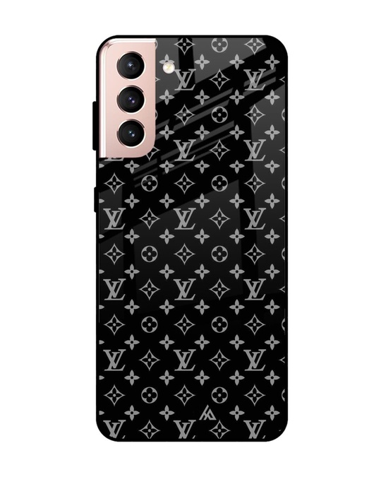 Shop Black Symbolic Pattern Glass Case for Samsung Galaxy S21-Front