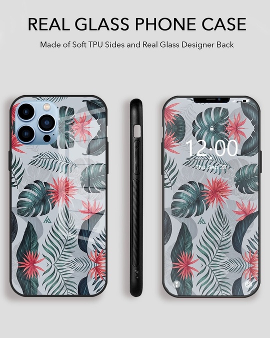 Shop Retro Floral Leaf Glass Case For Iphone 13-Design