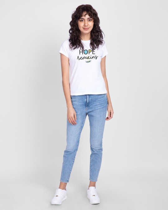 Shop Hope Feather Half Sleeve T-Shirt White-Design