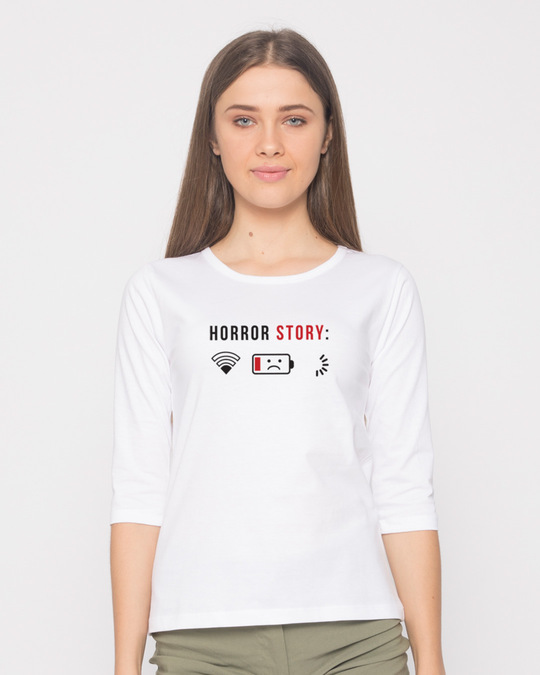 Shop Horror Story Round Neck 3/4th Sleeve T-Shirt-Front