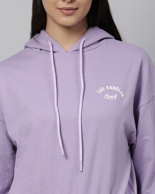 Buy Women's Purple Los Angeles Typography Hoodie Sweatshirt Online at ...