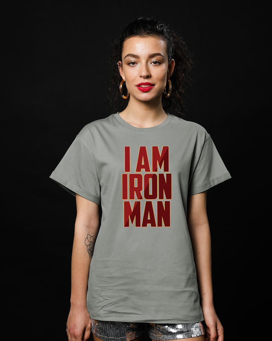 Shop I Am Iron Man Boyfriend T-Shirt (AVL)-Front
