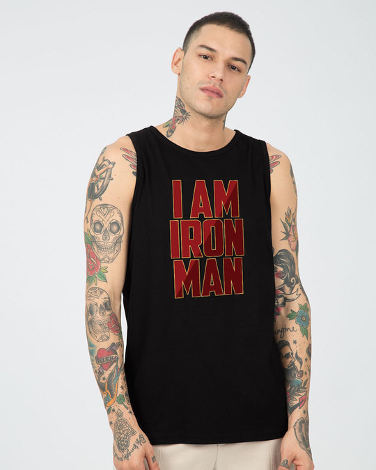Buy I Am Iron Man Vest (AVL) for Men black Online at Bewakoof
