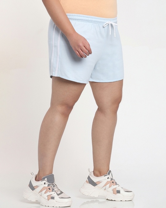 Shop Women's Ice Water Blue Plus Size Highwaist Contrast Shorts-Front