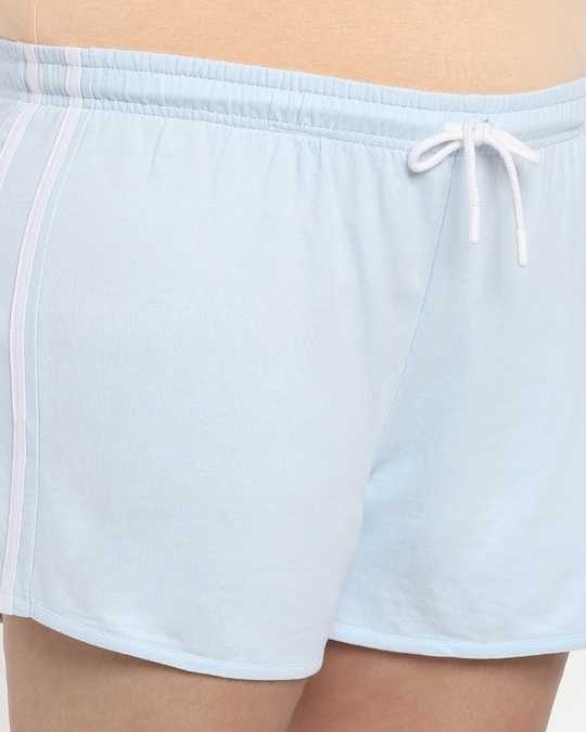 Shop Women's Ice Water Blue Plus Size Highwaist Contrast Shorts
