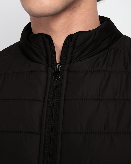 Shop Ink Black Sleeveless Puffer jacket