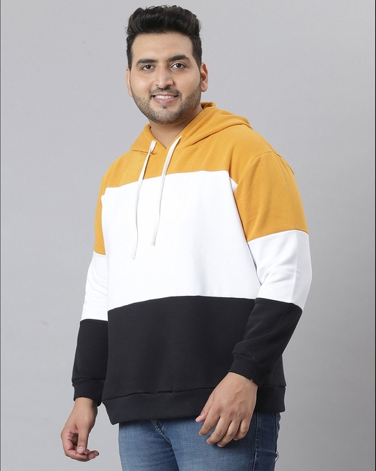 Shop Men's Yellow Colorblock Stylish Hooded Casual Sweatshirt-Design