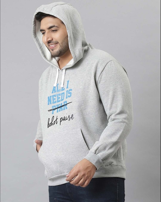 Shop Men's Grey Printed Stylish Full Sleeve Hooded Casual Sweatshirt-Design
