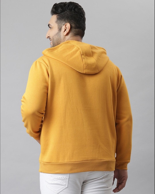 Shop Men's Yellow Printed Stylish Hooded Casual Sweatshirt-Back