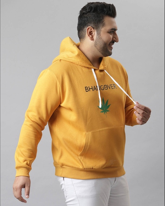 Shop Men's Yellow Printed Stylish Hooded Casual Sweatshirt-Full