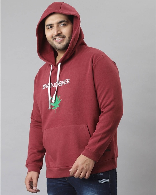 Shop Men's Maroon Printed Stylish Hooded Casual Sweatshirt-Design