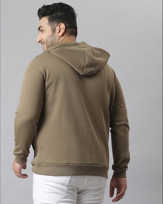Shop Men's Green Printed Stylish Hooded Casual Sweatshirt-Back