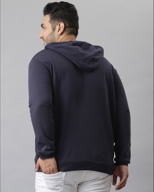 Shop Men's Blue Printed Stylish Hooded Casual Sweatshirt-Back