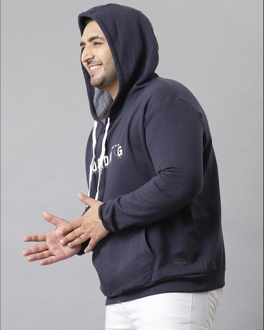 Shop Men's Blue Printed Stylish Hooded Casual Sweatshirt-Design