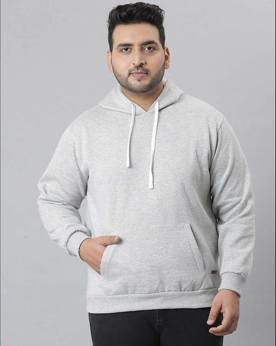 Shop Men's Grey Stylish Full Sleeve Hooded Casual Sweatshirt-Front