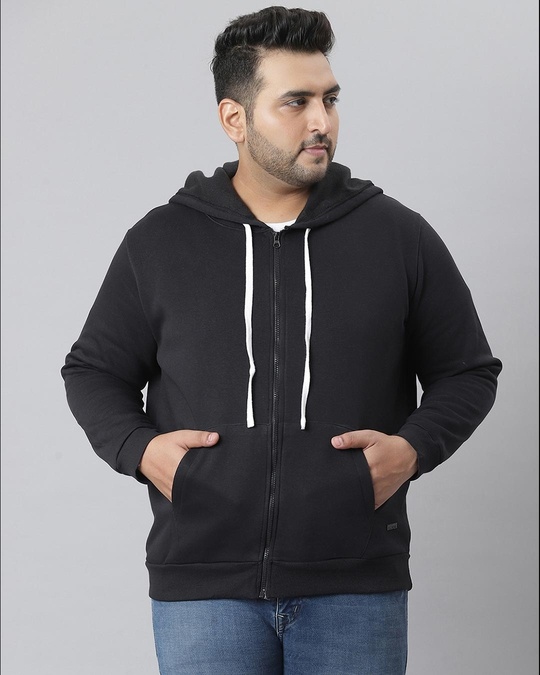 Shop Men's Black Stylish Full Sleeve Hooded Casual Sweatshirt-Front