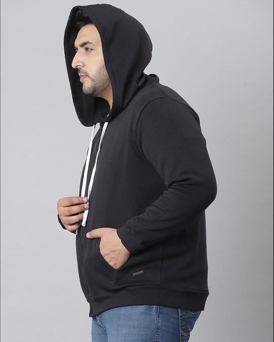 Shop Men's Black Stylish Full Sleeve Hooded Casual Sweatshirt-Design