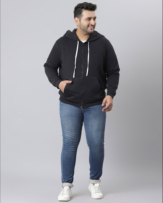 Shop Men's Black Stylish Full Sleeve Hooded Casual Sweatshirt