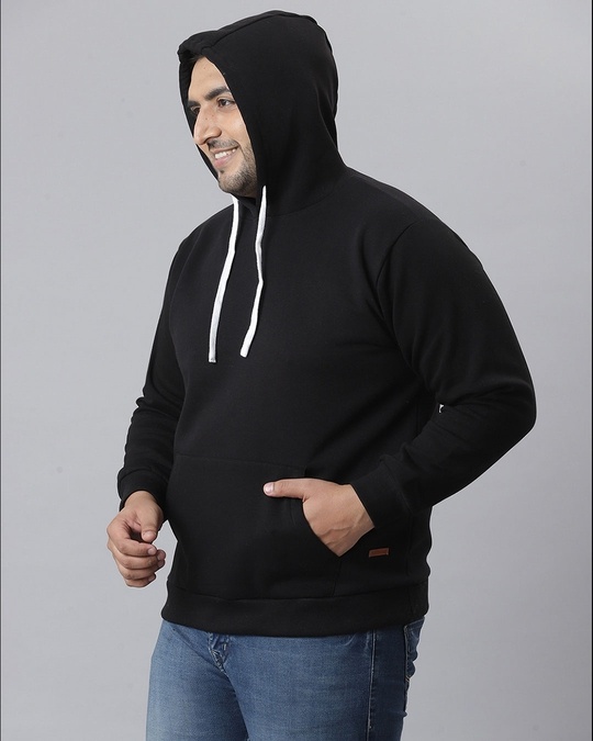 Shop Men's Black Stylish Hooded Casual Sweatshirt-Design