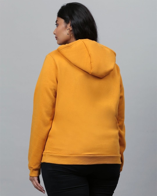 Shop Women's Yellow Printed Stylish Casual Hooded Sweatshirt-Back