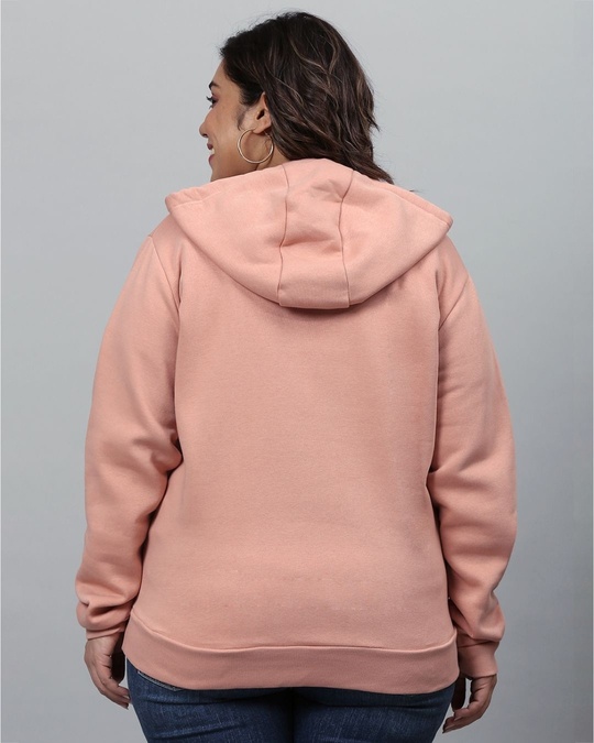 Shop Women's Pink Printed Stylish Casual Hooded Sweatshirt-Back