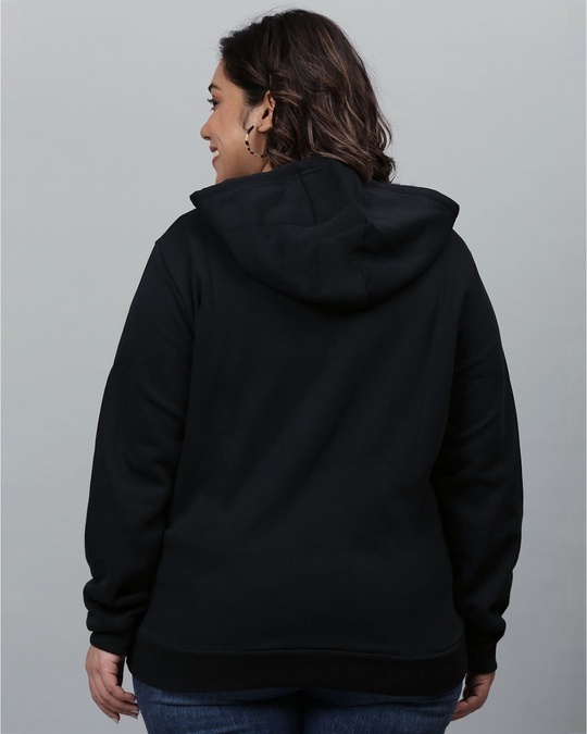 Shop Women's Black Solid Stylish Casual Hooded Sweatshirt-Back
