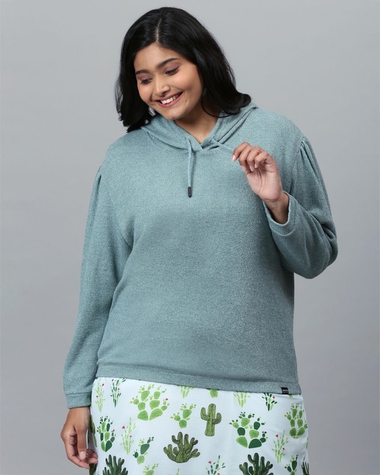 Shop Women's Green Solid Stylish Casual Sweatshirt-Front