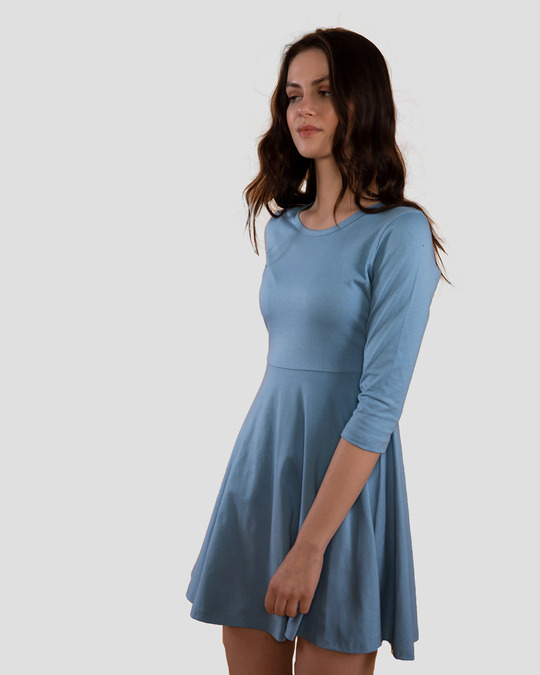 Shop Island Blue Flared Dress-Back