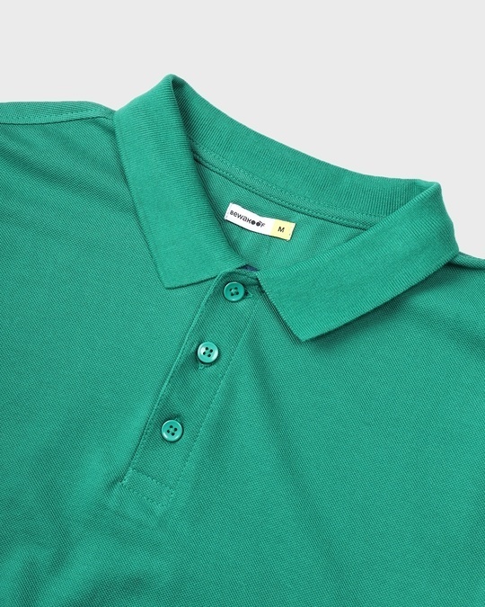 Buy Men's Green Cuffed Sleeve Polo T-shirt Online at Bewakoof