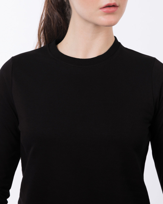 plain black crew neck sweatshirt women's