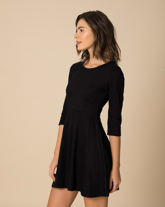 Shop Jet Black Flared Dress-Design