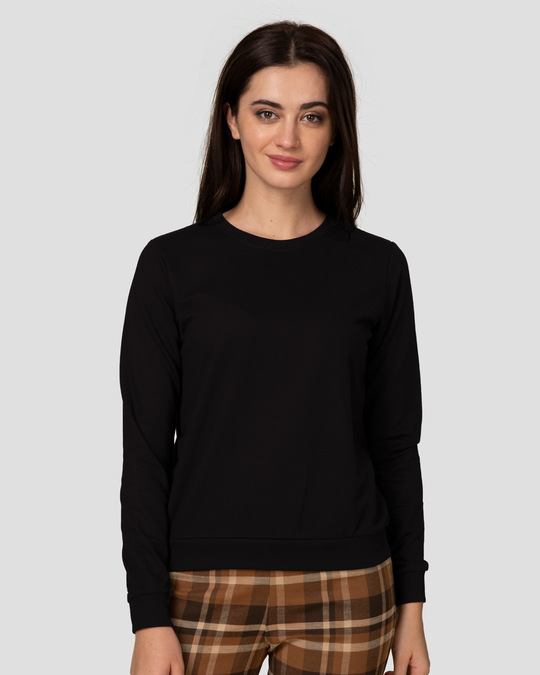 plain black crew neck sweatshirt women's
