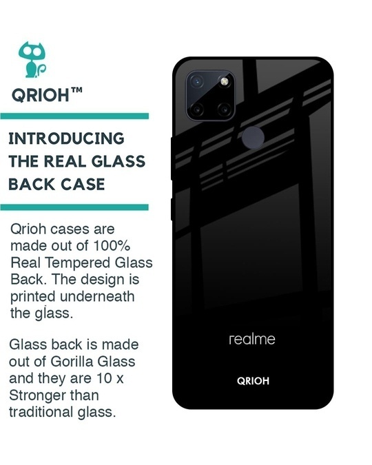Shop Jet Black Premium Glass Cover for Realme C21Y (Shockproof, Light Weight)-Back