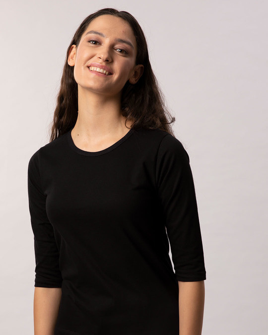 black round neck t shirt women's