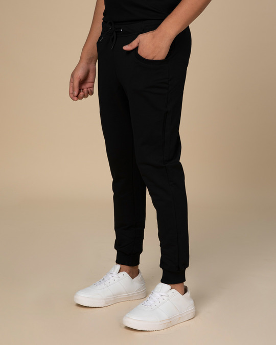 black patch pocket joggers