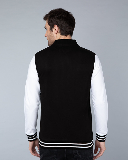 Buy Black Plain Full Sleeve Varsity Bomber Jacket For Men Online India