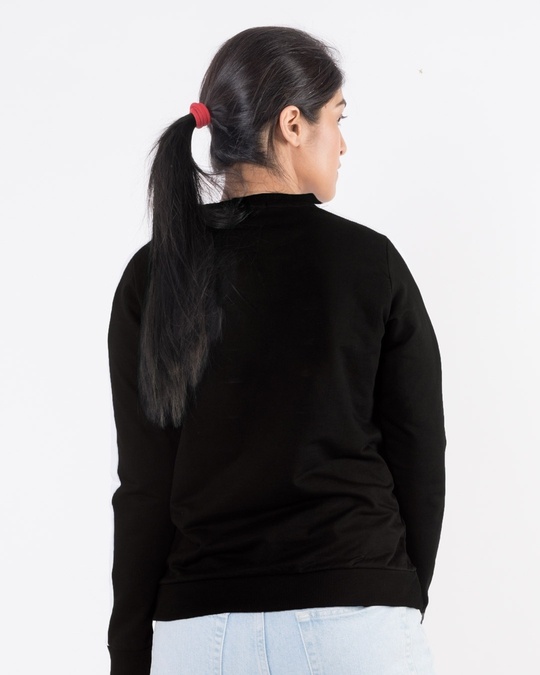 Shop Jet Black-White Fleece Sweater-Design
