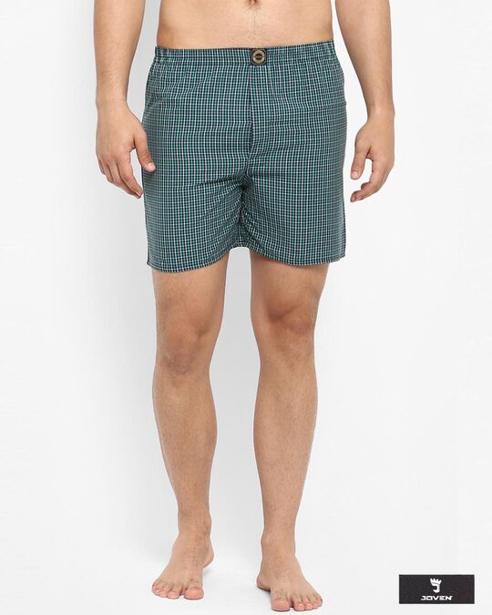 Shop | White And Green Checked Boxers-Front