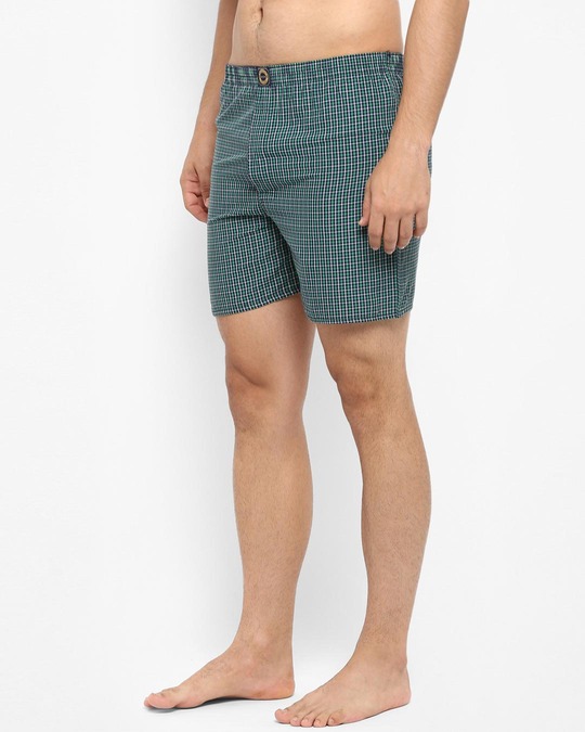 Shop | White And Green Checked Boxers-Back