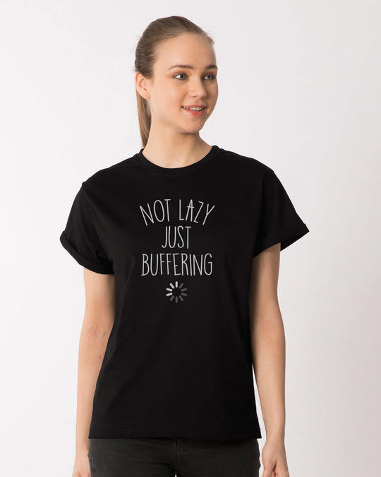 Shop Just Buffering Boyfriend T-Shirt-Front