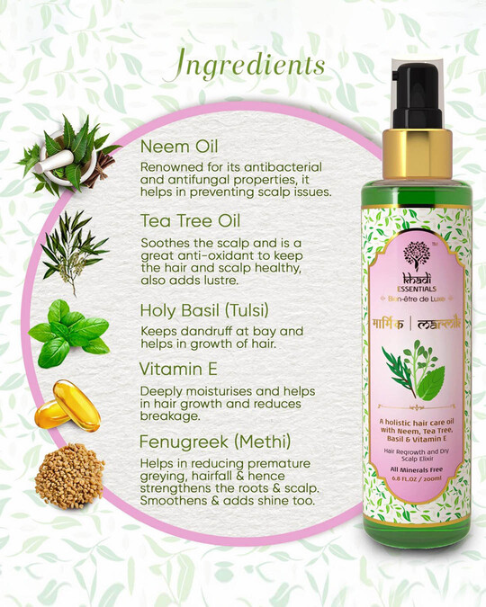 Shop Methi Hair Oil With Neem, Tea Tree, Basil, Vitamin E For Anti Dandruff