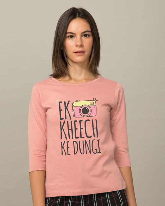 Shop Kheech Ke Round Neck 3/4th Sleeve T-Shirt-Front