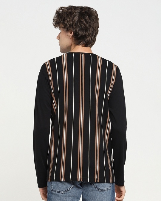 Shop Killer Brown Contrast Sleeve Stripe T-shirt-Design
